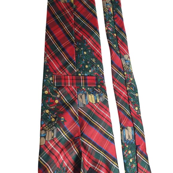 Vintage Samuel Sons Christmas Tree Tartan Plaid Luxury Silk Necktie Holiday Gift - Picture 5 of 5